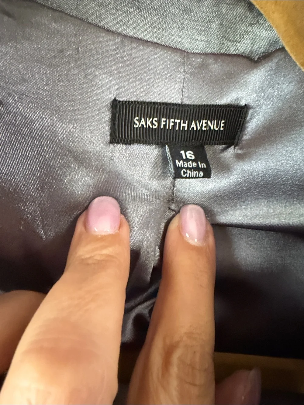 Saks Fifth Avenue Metallic Silver Trench Coat with Belt